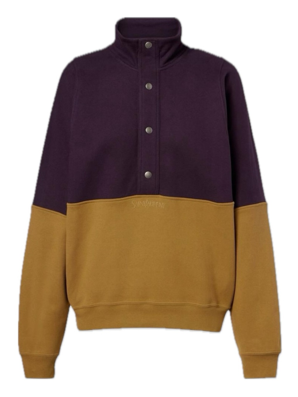 Saint Laurent 💯 Bicolor Funnel Neck Pullover Track Jacket Maroon Mustard XS 0 2 - Picture 4 of 16
